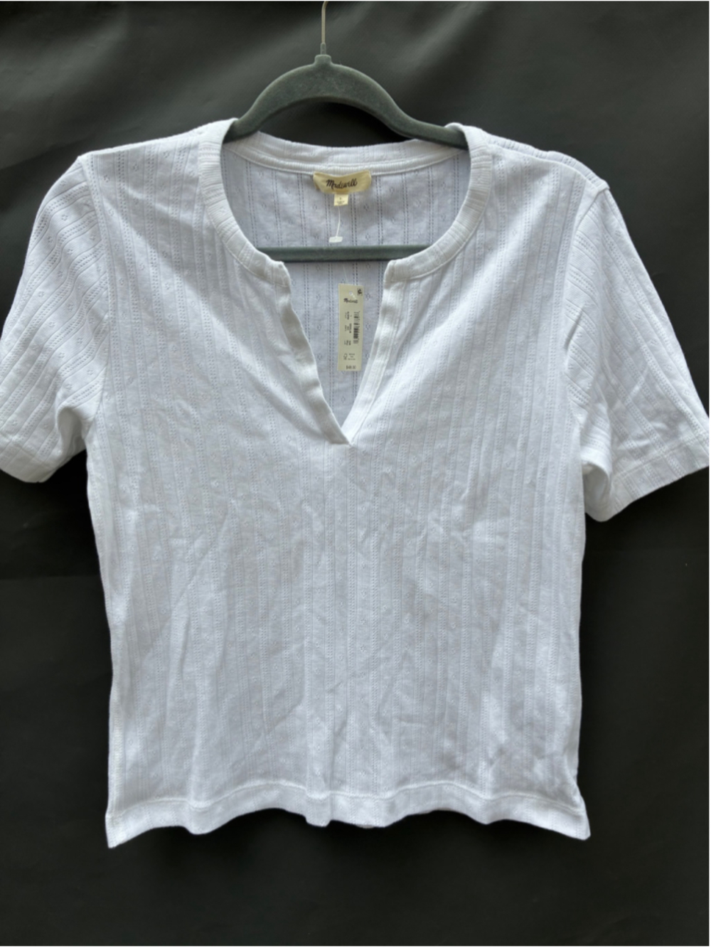 Madewell New Pointelle Notch Neck Tee Size L